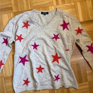 Gray Sweater with Red and Pink Stars